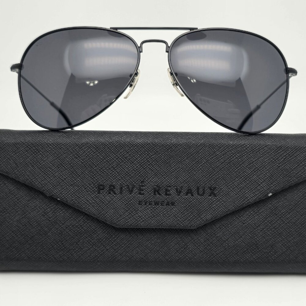 Prive Revaux The Commando Black Frame Polarized Grey Lens Aviator Sunglasses
